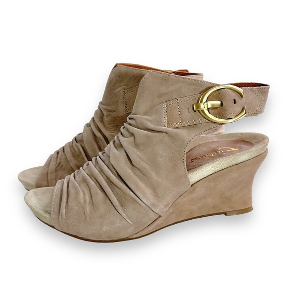 Earthies Wedge Sandal Heels Sz 10 Bonaire Too Leather Slouch Open Toe Sling Back - Picture 2 of 11